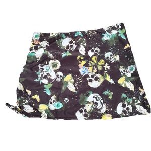 Dressfo Skull Butterfly Floral Print Black semi sheer swim suit cover size‎ XL